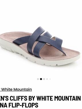 NWOT. White Mountain Navy Leather Crisscross Slide Sandals